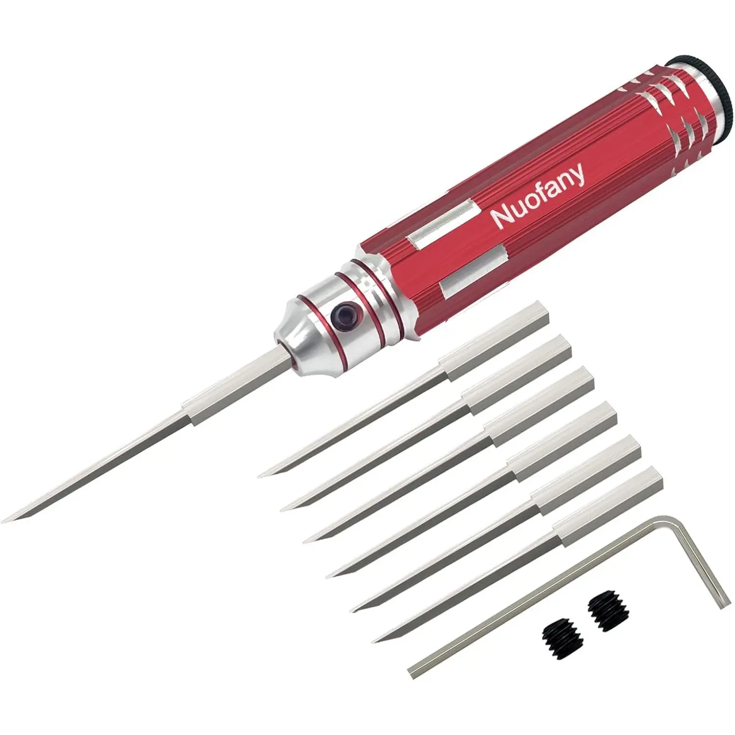 Prime Model Scriber Hand Tool - Gundam Gunpla Real Grade Hobby Resin Carving Chisel with 7 Assorted Blades (0.1-2.0mm Range) & Hex Key Wrench, Hand Tools
