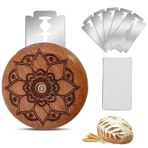 Bread Knife Round Scoring Blade, French Baguette Bread Knife, Dual-Sided Baking Mahogany Wood Bread Shaping Knife, Ergonomic Ufo Design, Bakeware, Slicer, Baking Tools