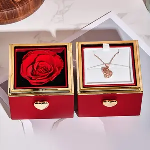Romantic Gifts for Her Eternal Rose Ring Box + Jewelry Box with Artificial Flowers - Perfect Presents for Mom/Wife/Girlfriend on Anniversary,  Valentines Day,  Birthday, Sweet Surprise for Women, Symbolizes Eternal Love, Ideal All-Occasion Romantic Gift