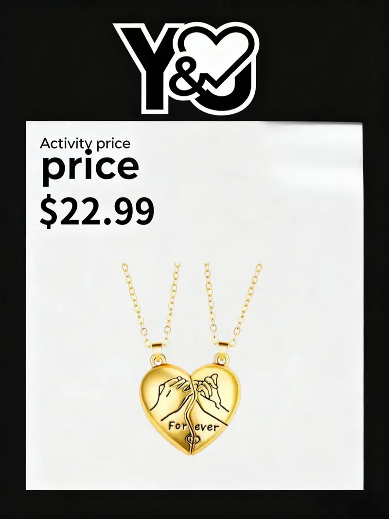 Stainless Steel Lover Couples Necklace Set Heart Pendant CZ stone