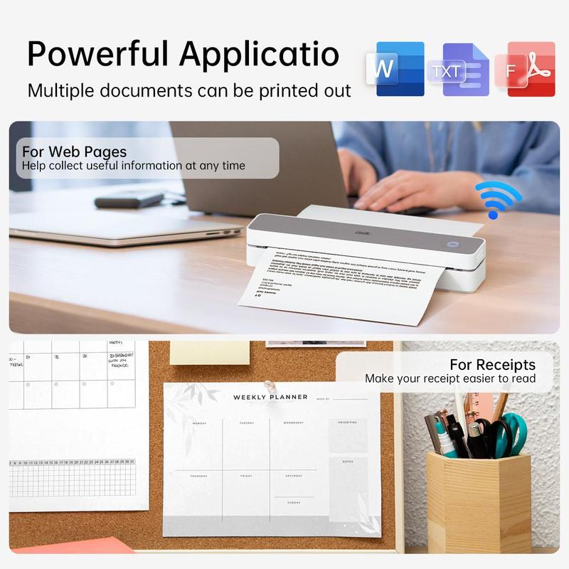 iDPRT Inkless Portable Printers Wireless for Travel, MT610 Pro Bluetooth Thermal Printer Compatible with Phone & Laptop,Support 8.5'' x 11'' US Letter & A4, Inkless Mobile Printer for Office, Home, School Wifi