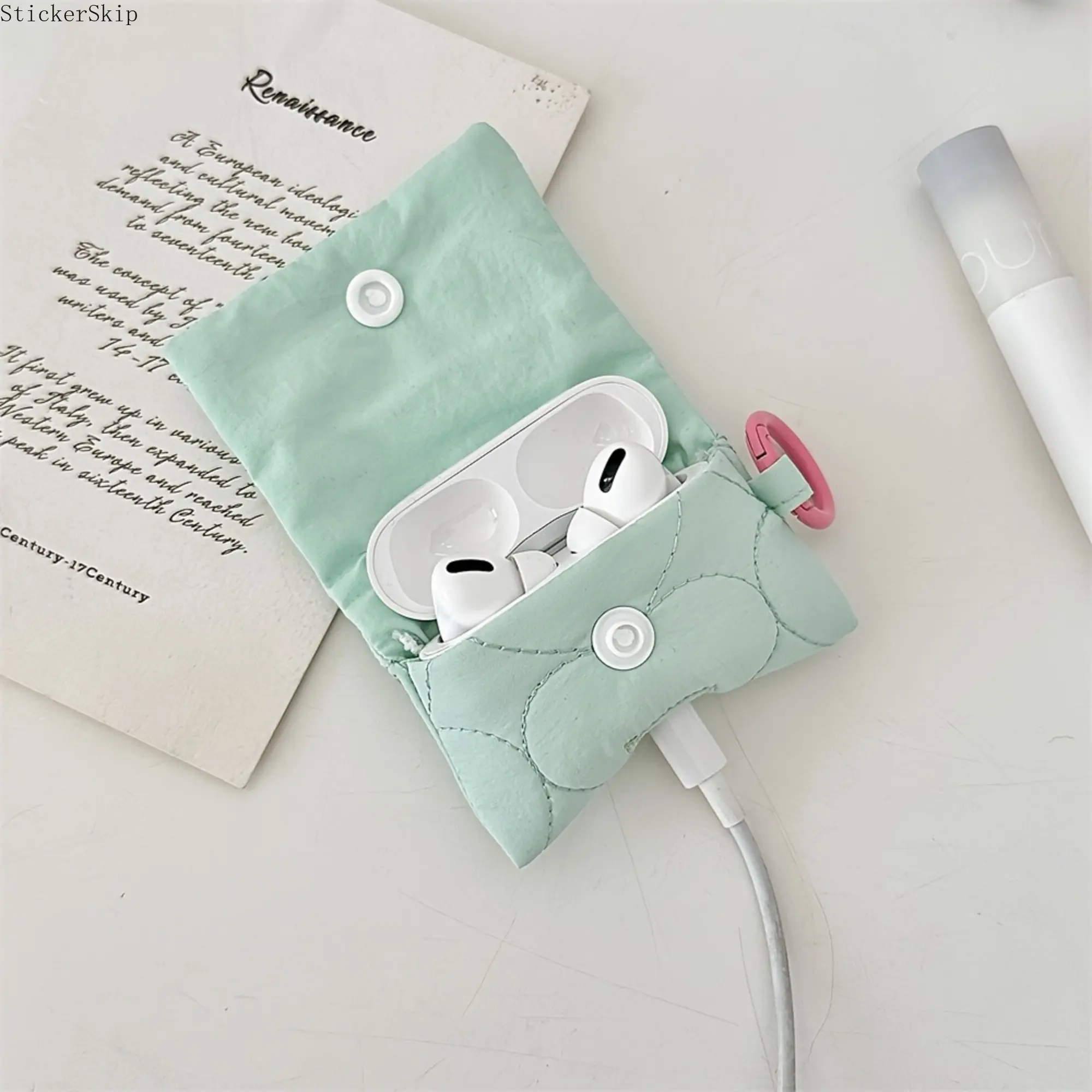 2026 New Multi-Color Polyester Earphone Pouch - Lightweight Portable Protective Case for Earphones, Earbuds, Headphones, Audio Gear, Chargers, Data Cables, Electronic Devices - Durable Hand-Washable Soft Bag (Pink,Blue,Yellow) for Outdoor,School Use, Spac