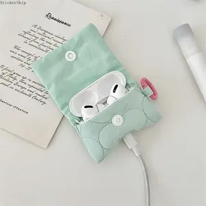 2026 New Multi-color Polyester Earphone Pouch, Lightweight Portable Protective Storage Bag, Durable Hand Washable Organizer Case for Earphones, Chargers & Data Cables, Soft Wear-resistant Travel Carry Bag in Pink Blue Yellow for Daily Outdoor & School Use