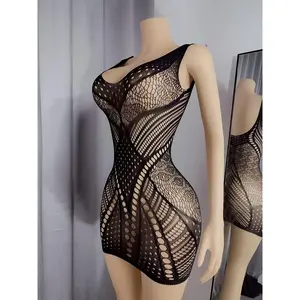 Plus Size Sexy Fishnet Bodycon Sheath Dress with Stretchy Cut-Out Design, Women's Csole Sheath Dress