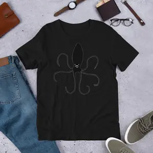 FaMonster Squid Alien Folk Art Print T-Shirt - Quirky Gothic Tee, Hoodie, Cute Birthday & Housewarming Gifts, Funny Weird Creepy Clothes
