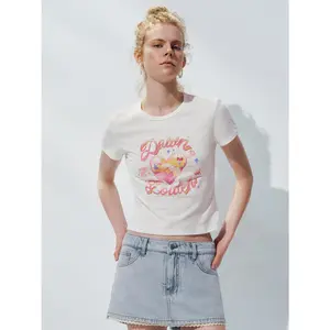 URBAN REVIVO Women's Round Neck Shortsleeve Cotton T-Shirt - Thin Comfortable Fabric, Casual Streetwear 2026 Viral Women's Top, Tshirt
