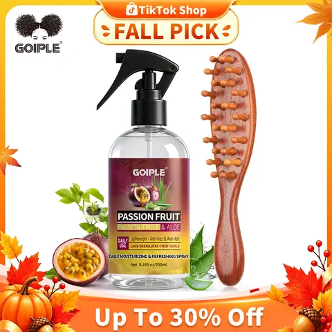 Goiple Aloe + Passion Duo Haircare Daily Moisturizing Refreshing Spray - Unisex, Alcohol-Free, Ammonia-Free, Gentle for Sensitive Scalps, Textured Hair - Lightweight Anti-Itch, Anti-Frizz Mist, Plant-Based, No Buildup, Won't Flatten (8.45oz/250ml)