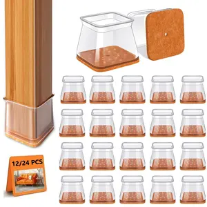 24-Piece Chair Leg Protector Set, Universal Rubber Pads for Home Hardwood & Tile Floors, Fits All Chair Shapes, Square Covers Included, Hardware