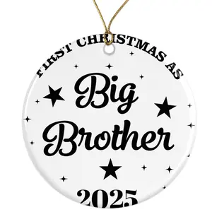 First Christmas as Big Brother Ornament 2025 | New Big Brother Holiday Gift | Personalized Christmas Tree Decor | Big Brother Keepsake Ceramic Ornament -  - 3 Inch Christmas Tree Round Ornament - Xmas Holiday Decor - String Included - ORNW0313