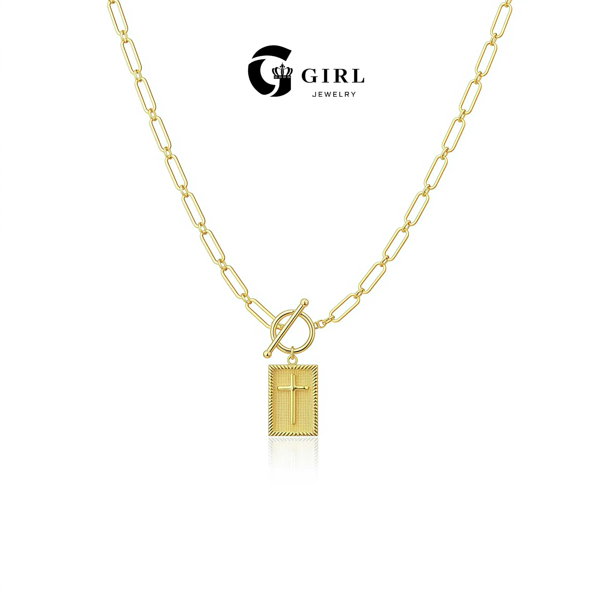 GGIRL 1-Piece Lady Pin Chain, Cross Pendant Necklace, Flip-style OT Clasp, Christian Cross Plate, Elegant Jewelry Accessories, Layered Necklace Gift, Suitable for Daily Commuting, Party and Date Occasions, and Holiday Gifts