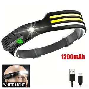 COB LED Induction Headlamp, Built-in Rechargeable Battery, USB-Charged Flashlight for Outdoor Camping Fishing (Universal USB & Mobile Light Accessory)