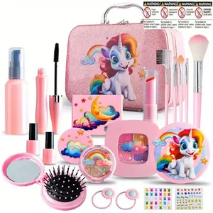 Children's makeup set, washable, beautiful children's cosmetics set for girls, suitable as a birthday or Christmas gift for girls aged 3 and above.