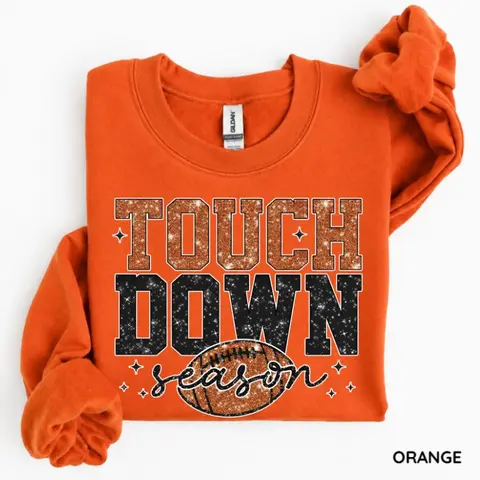 [PRINTED] Gildan Touch Down Season Sweatshirt, Game Day Sweatshirt For Mom, Football Mom Sweatshirt, Football Lover Gift, American Football Sweatshirt, Sports Mom Gift For Women