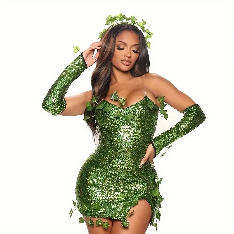 Adult Poison Ivy Costume Women Green DressGift