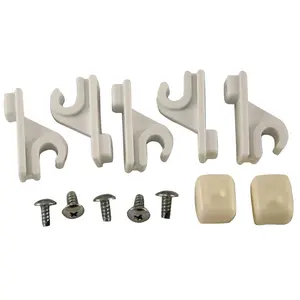 212 MAIN Schulte White Pole Clip & Cap - Adjustable Hooks Hanger, Wall-Mounted Hanger Connector Hooks with Custom Fit, Included Screws for Sailing Water Sports