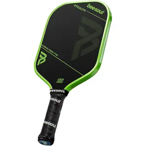 Beesoul Pickleball Paddle - Thermoformed T700 Raw Carbon Fiber Surface, 16mm Power Honeycomb Core, Large Sweet Spot, Green for Enhanced Spin & Control