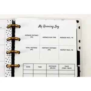 Running Log Inserts for the Mini Happy Planner, Fits 7-Disc Notebook, Planner Accessories