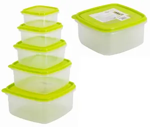 5 Pieces Round Plastic Food Containers With Lid, BPA Free,0.5/0.95//1.5/2.5/4L