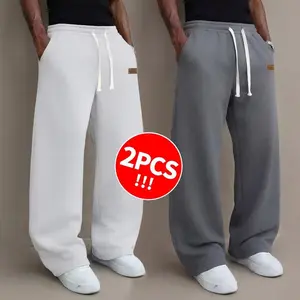 2Pack  Unisex solid-color drawstring jogger pants, available in 2-pack and 1-pack options