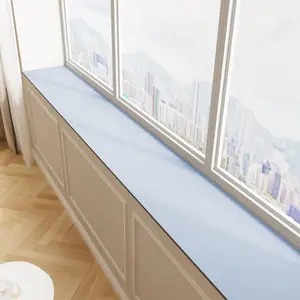 Window Sill Cushion Pad - Narrow Adjustable & Waterproof Window Seat Mat for Bay Windows, Absorbent Dust-Proof Liner with Non-Slip Backing,Cut-to-Fit (Blue, 59''x6'')