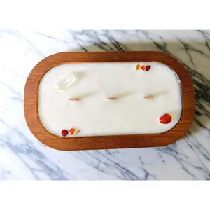 Energy Soy Candle | Orange Cream Scented | Crystal Infused | Citrine-Carnelian-Red Jasper | Motivation | Wood Wick | Gift