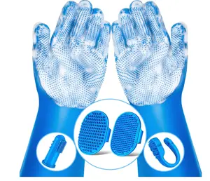 6PCS Pet Grooming Kit for Dogs,Cats and Horses | Dog Washing Gloves | Dog Bath Brush | Dog Bath Gloves | Dog Shampoo Brush | Pet Grooming Gloves | Dog Bath Supplies (Navy Blue)