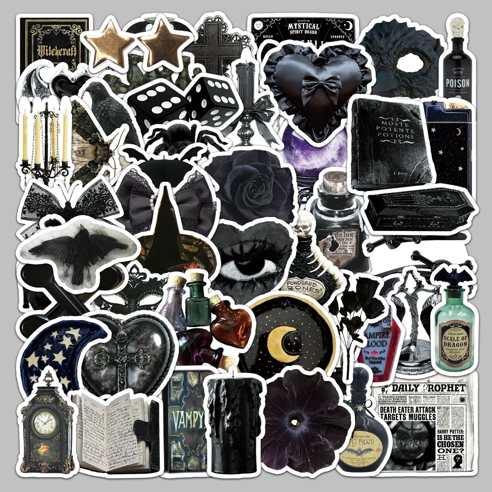 Gothic Style Sticker, Dark Style Witch Series Sticker, Premium Skull Stickers, Decorative Sticker for Scrapbook, Diary, Notebook, Water Bottle, Car Sticker Decals, Truck Sticker, Sticker For Cars, Side Decals
