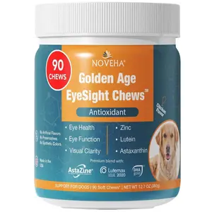 NOVEHA Eye Supplement for Dogs | Lutein, Vitamin C & Astaxanthin for Vision Support | Omega 3 Fish Oil | 90 Chews | Made in USA