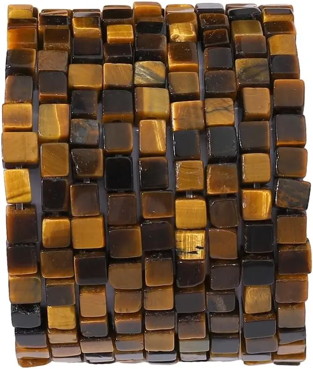 Yellow Tiger Eye Square Stone Beads 4x4mm 85 count Cube Loose Semi  Beads for  Making Design