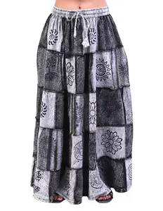 Caravan Closet Boho Patchwork Sacred Ember Long Maxi Skirt