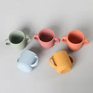 Silicone Cup With Two Handles, Bpa Free, Animal Embossed Drinking Cup