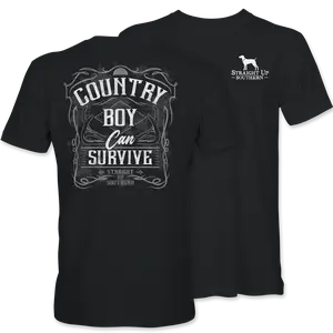 Straight Up Southern "Country Boy Can Survive" T-Shirt – Black