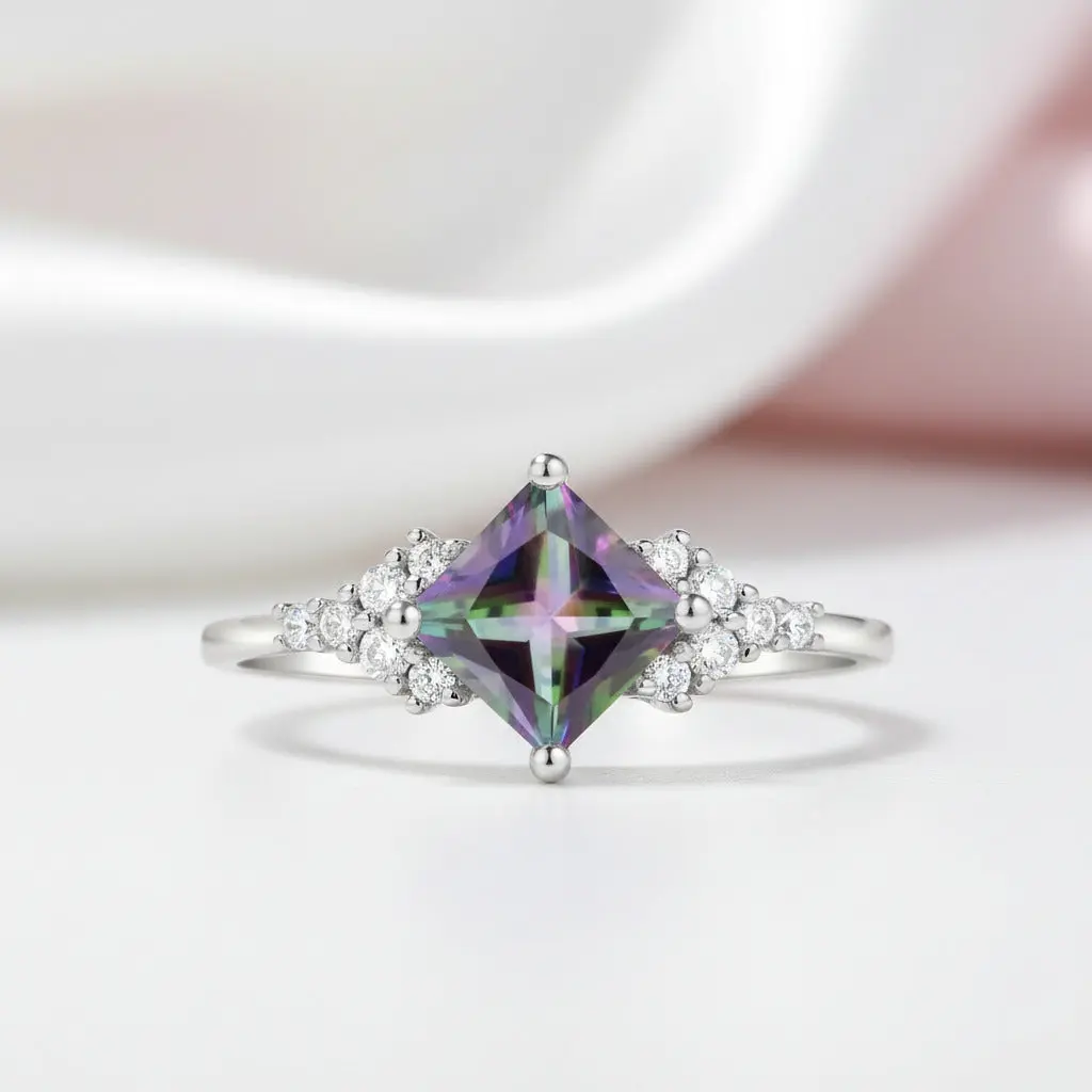 Mystic Topaz Gemstone Engagement Ring