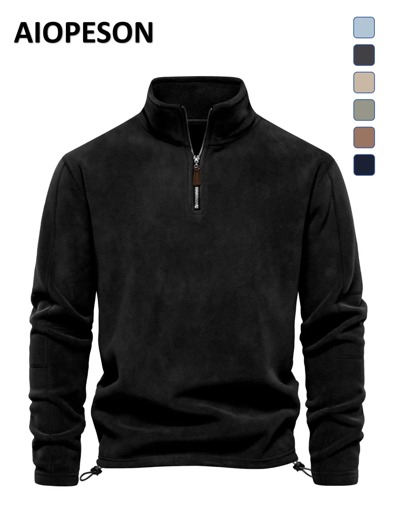 Men's Solid Half Zip Funnel Neck Polar Fleece Sweatshirt, Regular Fit Casual Long Sleeve Pullover for Fall & Winter, Men's Clothes for Daily Wear, Zipper