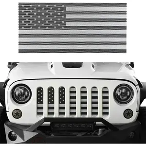 Wrangler Grill Insert US Flag Front Mesh Grille Screen Bug Deflector for 2007-2018 Jeep Wrangler JK & Unlimited (Black & White Old Glory)