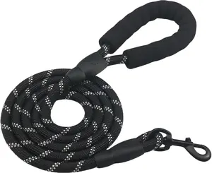 Heavy Duty Reflective Dog Leash with Padded Handle – 4FT Rope Dog Leash for Large Medium Small Dogs, Shock Absorbing Bungee Lead with Lockable Swivel Hook for Walking Hiking Training