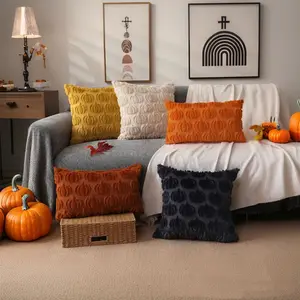 Halloween Ghost Pumpkin Plush Pillow Cover for Living Room Holiday Decoration Sofa Cushion Cover Bedroom Bedside Pillow Cover