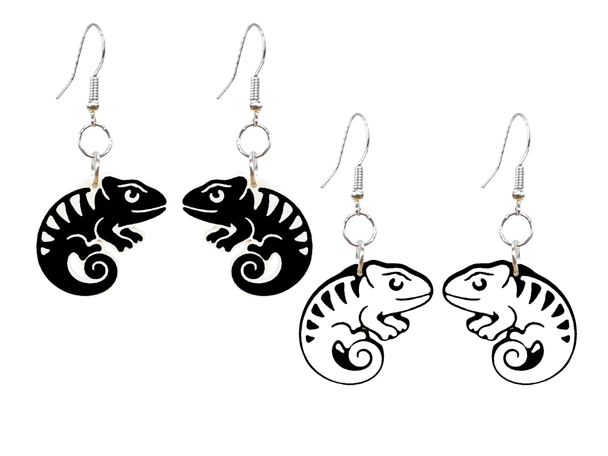 Chameleon Lizard Reptile Earrings Nature Wildlife Animal Jewelry Colorful Dangle Set of 2 Pairs