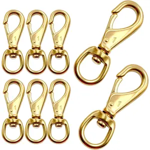 8 PCS 3-1/4 Inch Brass Swivel Snap Hook with 3/4 Swivel Eye - Ideal for Scuba Diving, Pet Rope, Flag Pole, Bags, Leather Craft, Key Holder, Lanyard and Chain