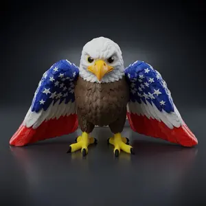 America 250 Liberty Eagle 3D-Printed Plastic Model Statue, Textured Decorative Miniature Novelty Figurine for Home Decor, Miniature Figurine Statues Indoor Home Decoration