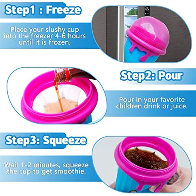500ml Slushy Cup, Quick-Freeze Squeeze Cup for Homemade Smoothies, Juice, Ice Cream & Frozen Drinks