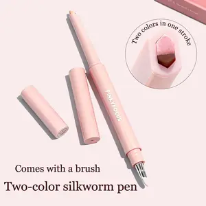 PINKYFOCUS 3D Dual-Color Aegyo-sal Eyeshadow Stick: Multi-purpose for highlighting and contouring, comes with a brush applicator, provides natural color payoff, instantly enlarges eyes, and easily creates a 3D eye makeup look.