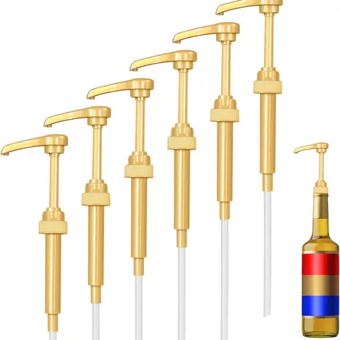 6 Pack Syruvia Coffee Syrup Pump Dispensers - Kitchen Gadgets & Utensils, Compatible with Torani, Davinci, Jordans Skinny Syrups, Fits 25.4 Oz/750 ML Bottles, Great for Barista-Style Home Coffee