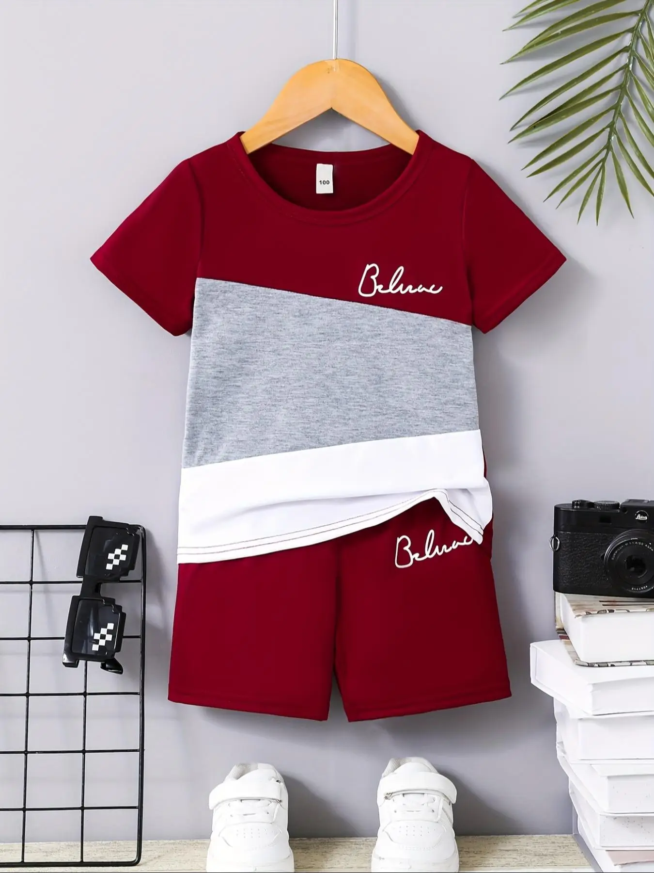 Two-piece Set Boy's Colorblock Tee & Elastic Waist Shorts, Casual Short Sleeve T-shirt & Shorts, Summer Outfits Clothes for Kids