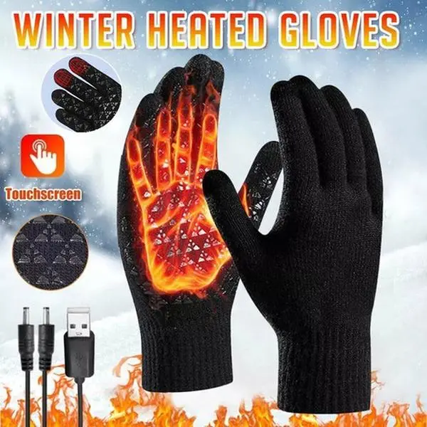 Heated Electric Rechargeable 5V Low Voltage Battery Gloves, Windproof Thermal Winter Gloves with Removable Heating Pad, Touchscreen Functionality, Convenient for Long Distances – Ideal for Biking, Plain Christmas Outfits