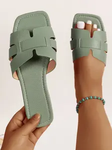 Women's Fashion Solid Color Flat Sandals Footwear, Lightweight Comfortable Soft, All Seasons, Casual Style, Suitable for Daily, Work, Beach Vacation
