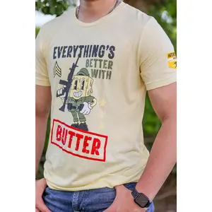 SGT Butter, Everything's Better with Butter Shirt Menswear Soft Top Crewneck Tshirt Casual
