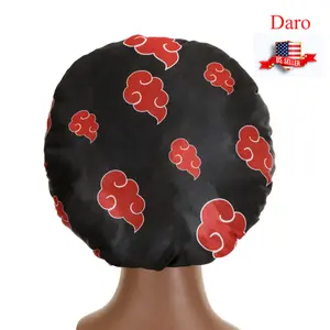 Daro Red Cloud Printed Anime Bonnet, Bonnet with Elastic Soft Band, Satin Fabric Silk Bonnet, Cosplay Shower Cap, Hair Care Bonnet Sleeping Hat, Men/Women's Satin Head Wrap, Gifts for Women/Men, Mother's Day Gift bobble hat beanies  men
