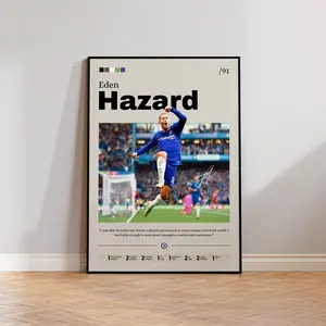 Eden Hazard Poster Art Print, Hazard Chelsea Soccer Wall Decor, Football Star Artwork, Soccer Fan Gift, Sports Wall Art, Home Decor 45735 413