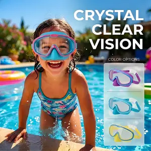 YUKE 2 Pack Swim Goggles，Goggles with Nose Cover，Wide View Anti-Fog Leakproof Swimming Glasses Electromagnetic Storm for Boys Girls